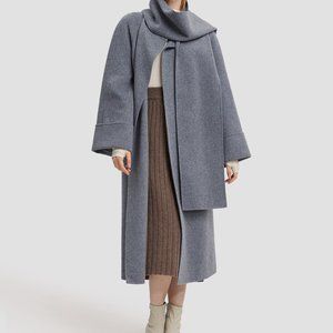 NWT Lattelier Long Straight Cut Cashmere Coat Gray (Sz Small)